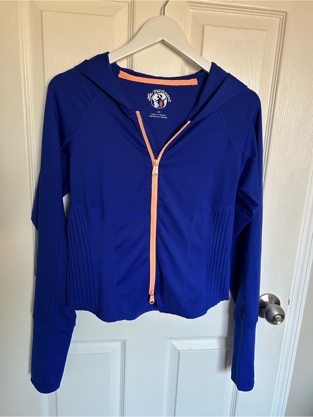 FP Movement by Free People Royal Blue Zip Hoodie with Coral Zip